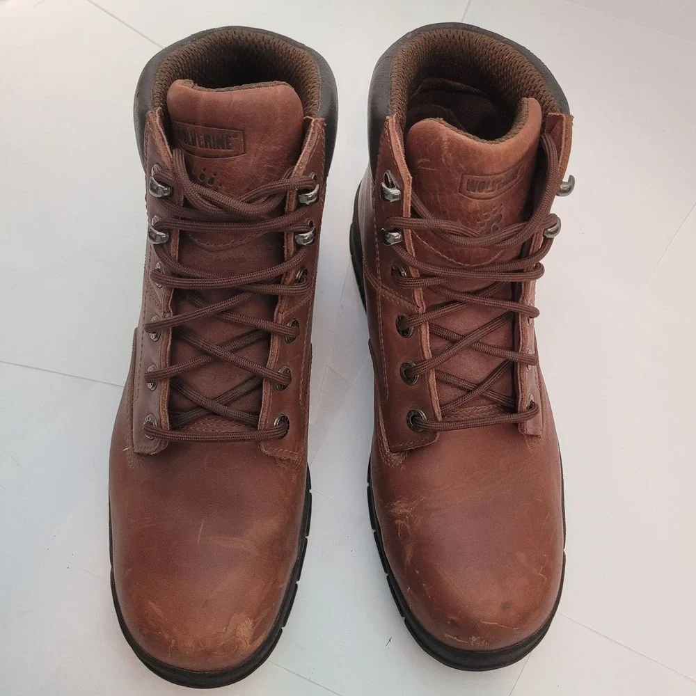 Wolverine Work Boots Mens Brown Leather Lace Up Ankle W08906‎ Size 10.5 M